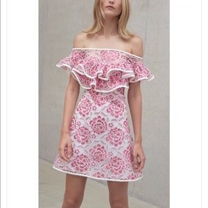 Alexis Paula Embroidered Lace Pink Floral Dress XS